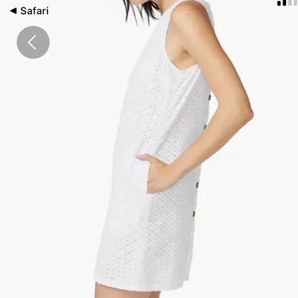Court & Rowe White eyelet Sleeveless lined pocket summer dress women size 10 - Picture 2 of 6